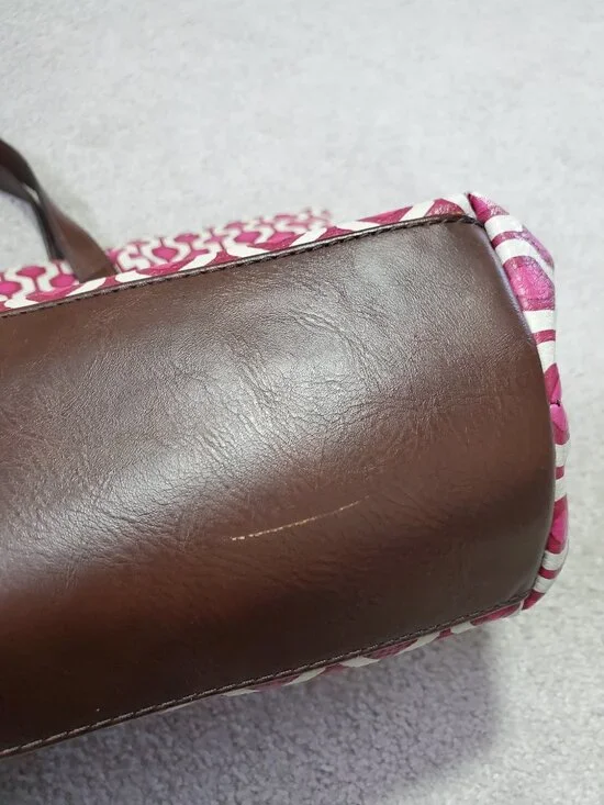 FOSSIL Sydney Signature Tote Shoulder Bag Purse Faux Leather Geometric Zip Large - Picture 16 of 16